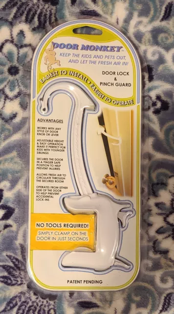 Door Monkey Childproof Door Lock & Pinch Guard For Kids & Pets New