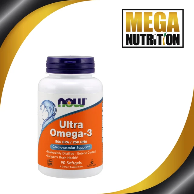 NOW FOOD ULTRA Omega 3 500 EPA/250 DHA 90 Capsules Fish Oils Cardio ...