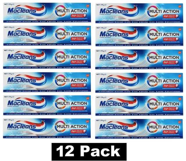 Multi Tech Toothpaste 12 X MACLEANS 170g Toothpaste Multi Action Fluoride Toothpaste 100% ...
