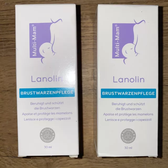 2 Stück Multi-Mam Lanolin Brustwarzencreme 30 ml zum Stillen – Unterstützung