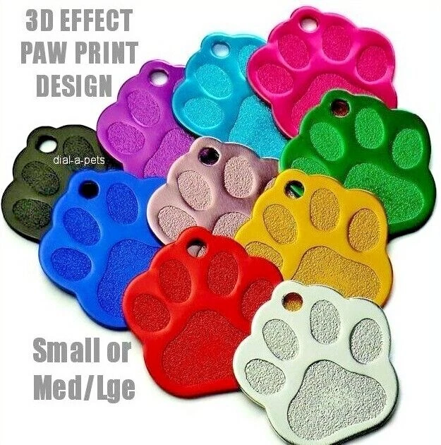 ETIQUETA Nombre de Gato y Perro GRABADO 3D Diseño Profundo IMPRESIÓN PAW DISCO Dijes de Color