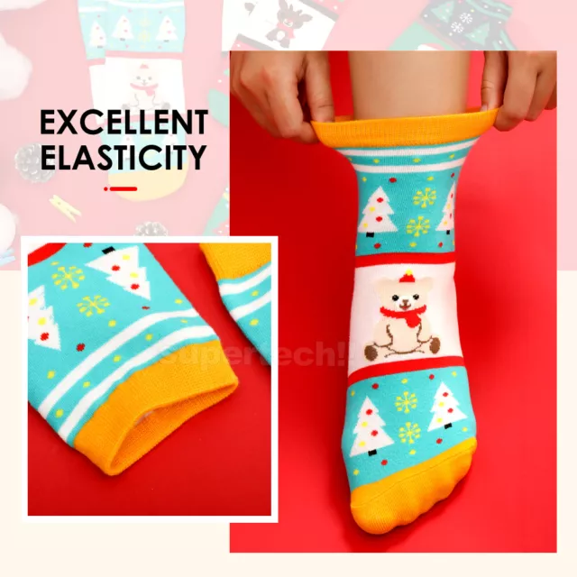 2x XMAS Christmas Socks  Kids Unisex Santa Claus Reindeer Merry Gift Men Lady 3