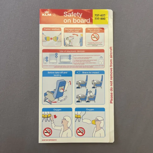 KLM Boeing 737-800/-900 Safety Card FEB2018