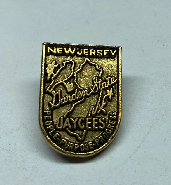 Vintage New Jersey Jaycees Garden State Pinback Metal Lapel Pin