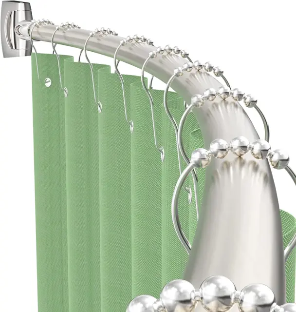 Adjustable Curved Shower Curtain Rod Rustproof Expandable 38-72 Inches Shower...