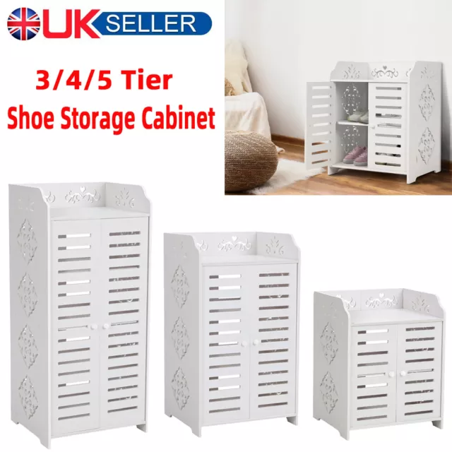 5 Tier Wooden Shoe Rack Storage Shelf Unit Cabinet Organiser Footwear Stand door