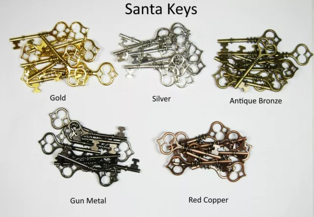 Santa Keys - Choice of Colour & Qty - Vintage Charm Steampunk Part Findings