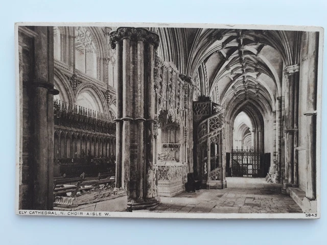 Vintage Real Photo Postcard Choir Isle Ely Cathedral Interior Photochrom