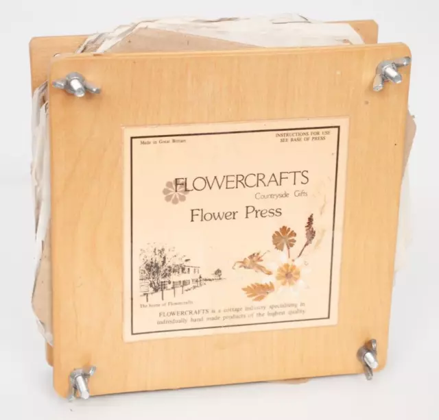 Prensa de flores de madera vintage artesanías retro flores secas medianas