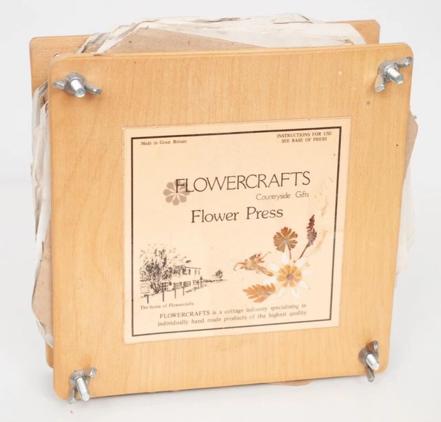 Prensa de flores de madera vintage artesanías retro flores secas medianas