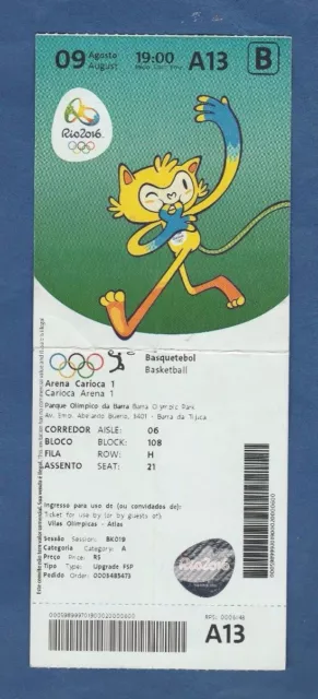 Orig.Ticket  Olympische Spiele RIO DE JANEIRO 2016 / Basketball  LITAUEN-NIGERIA