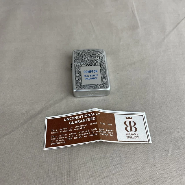 VINTAGE BROWN AND Bigelow Lighter Compton Real Estate Insurance