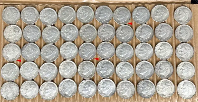 LOT of 50 ROOSEVELT 90% SILVER DIMES