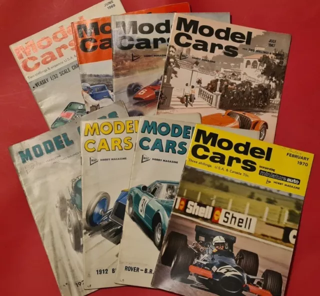 MODEL CARS MAGAZINES, 8 Copies, 1965, 1966, 1967, 1968, 1969 & 1970