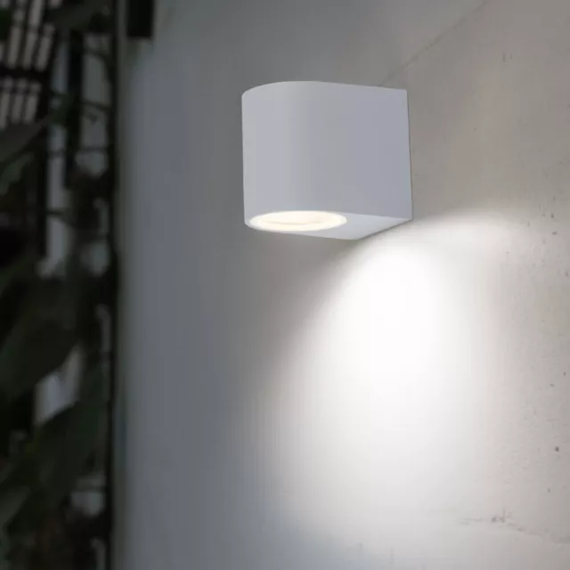 Außen Bereich Wand Lampe Down Strahler ALU Spot Terrassen Garten Leuchte weiß