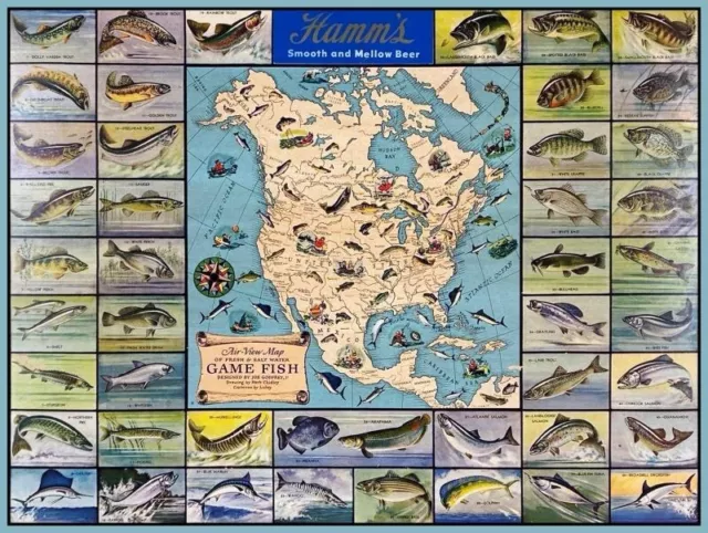 Hamm's Beer - Game Fish of the Americas NEW Sign: 24x30" USA STEEL XL Size