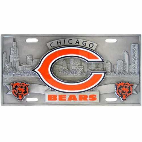 Chicago Bears Solid Metal 3-D Collector's License Plate NFL Football