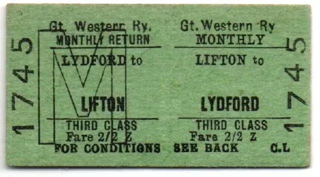 Great Western Railway Ticket Lifton to Lydford