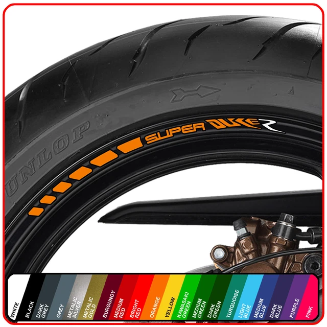 Felgenrand Aufkleber Set Für KTM 390 Duke – Inkl. Felgenbett Schriftzug, 9 Mm Breit