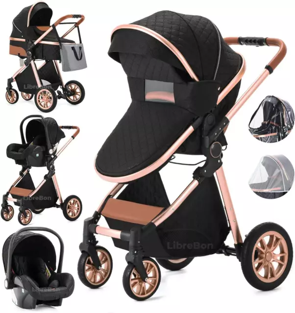3 in 1 Travel System Buggy Baby Pram Pushchair Lightweight Stroller