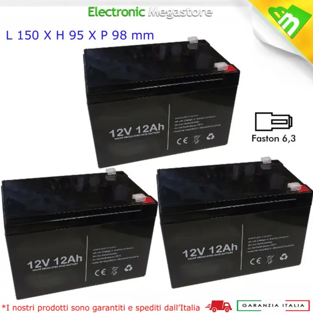 3 X 12V 12Ah Batteria Al Piombo 36V Ricaricabile Bici Monopattino Quad Elettrico