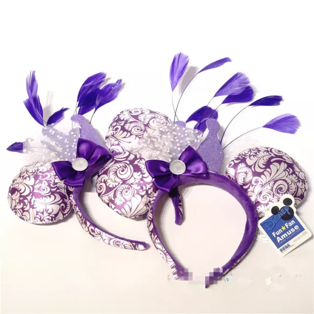 Disney Minnie Mouse Ear Headband Crown Feathers Jubilee Purple Ears Party 1PC