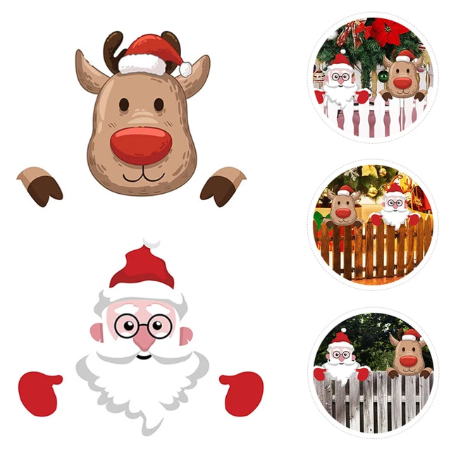 2 stücke Santa Claus Elch Zaun Peeker Weihnachtshof Zeichen