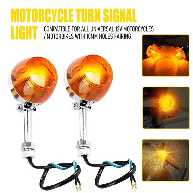 Yamaha XS650 Turn Signal Set - 4 Metal Body Indicators (Amber?) - D5-10 Style