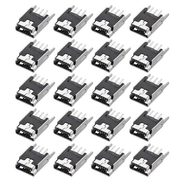 Conector mini usb pcb 5p inserción vertical ángulo recto hembra jack 20pcs