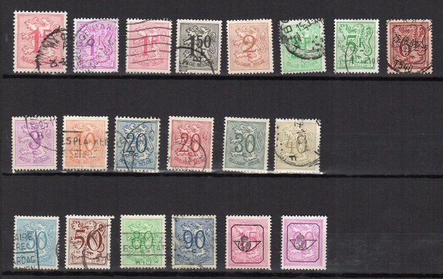 Belgique années 1950-60 chiffre lot de 20 timbres oblitérés /TE425