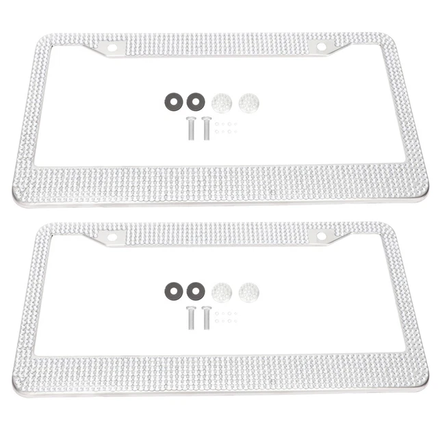 2Pcs Licence Support de Plaque Bling Cadre de Plaque D'immatriculation
