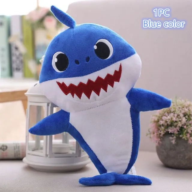 New Plush Toy Sing Light Cartoon Baby Shark Stuffed Toys Party Kid Gift Blue 1Pc