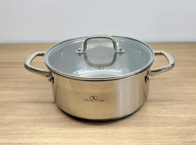 Infinity Chefs Stainless Steel  Induction 24cm 4.0L Saucepan Stockpot Glass lid