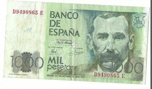 España: 1000 Pesetas Benito Perez Galdos. Año 1979. Con Serie. Bc+/Fine. Ideal. 3