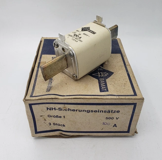 3x Bals Bamat Nh 1 0636/21 Fusible 100A 500V 120kA Dispositif de Sécurité Lame