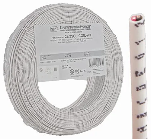 22 Gauge 500 Feet Solid Copper Security Cable White Security Alarm Wire Ul Rated