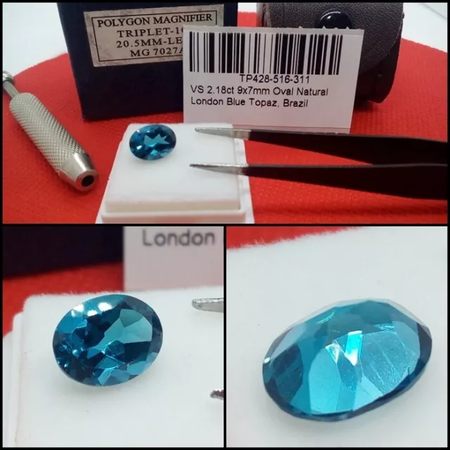 Topacio natural Oval VS Azul Londres Brasil 2.18 Cts.