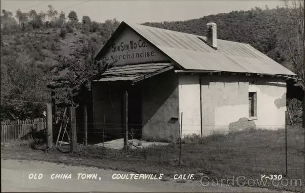 RPPC Coulterville,CA Old China Town Mariposa County California Postcard Vintage