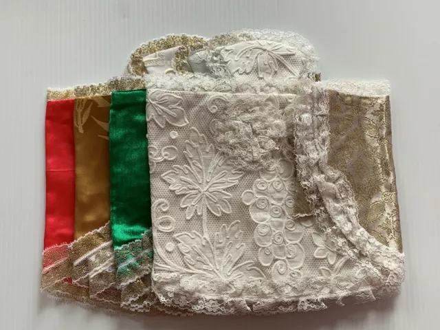 Vintage Bambino Di Praga 10 " Abito Con Pizzo Brocade Misto Colori 4 Pz. Lot