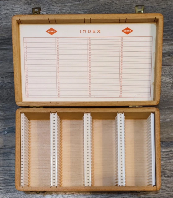 VINTAGE WOODEN 35MM Photographic Slide Storage Box 100 Capacity by