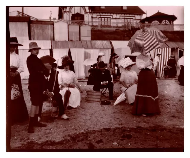 Family at the beach circa 1900 Vintage print citrate print 9x12 print circa 190