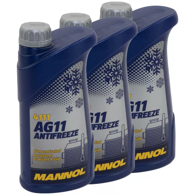 Kühlerfrostschutz Konzentrat MANNOL AG11 Longterm -40°C 3x 1 Liter blau