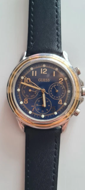 Orologio Guess Atlas W0668G8 Watch Acciaio Oro Dorato Cronografo nero Uomo 45 mm