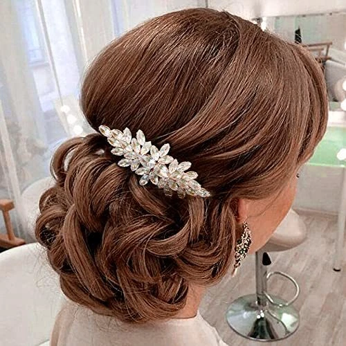 Bridal Hair Comb Wedding Hair Accessories for Brides Crystal Wedding Rose Gold