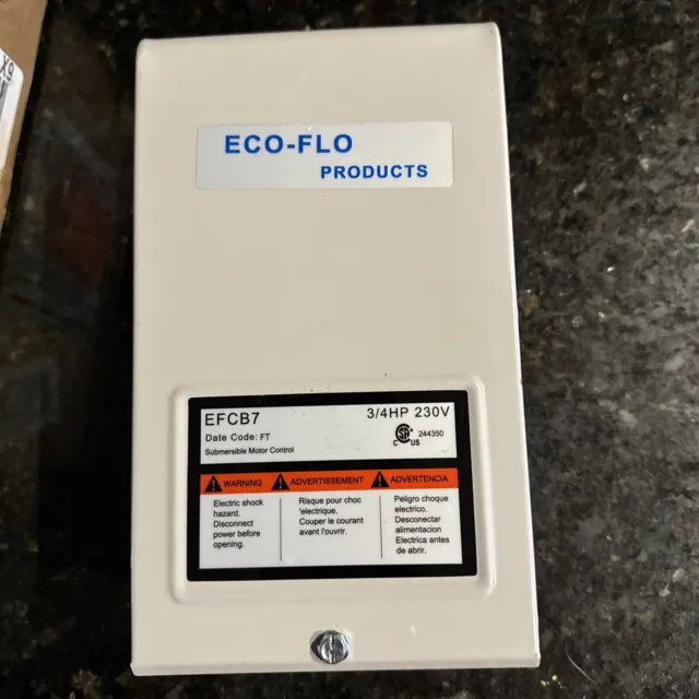 ECO-FLO 3/4 HP Control Box For 4” Submersible Pump 3 Wire 230V Motors NEW!!