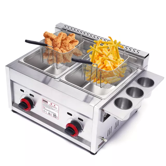 Commercial Kitchen 12L Double Cylinder Gas Multifunctional Combined Fryer Set