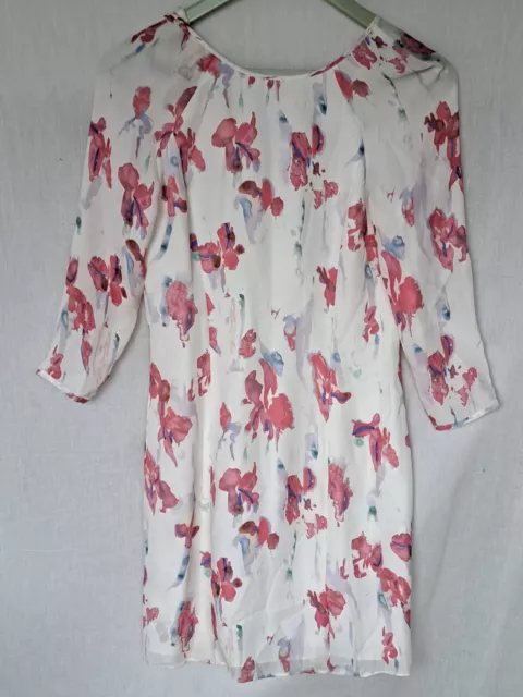 REISS   Kami Printed Silk Dress Cream/Rose Abstract Dewy  Flower UK 8 Stunning 3