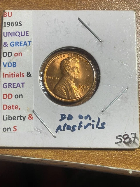 1969-S Lincoln Cent With GREAT Errors, these coins are in a BU condition #587