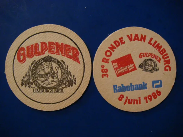 Vintage 1986 Beer Brewery Coaster ~ Gulpener Limburgs Bier ~ Gulpen, Netherlands