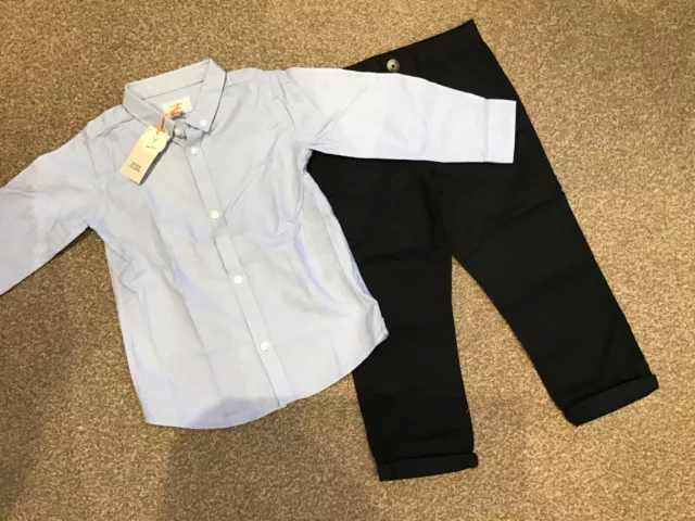 RIVER ISLAND Boys SET Shirt & Chinos RRP £22.00 Age 2-3 years Gift NEW cute BLUE